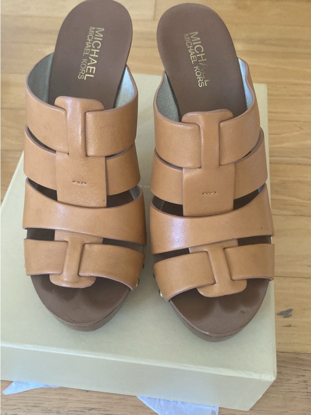 Michael Kors Tan Leather Slide Mules